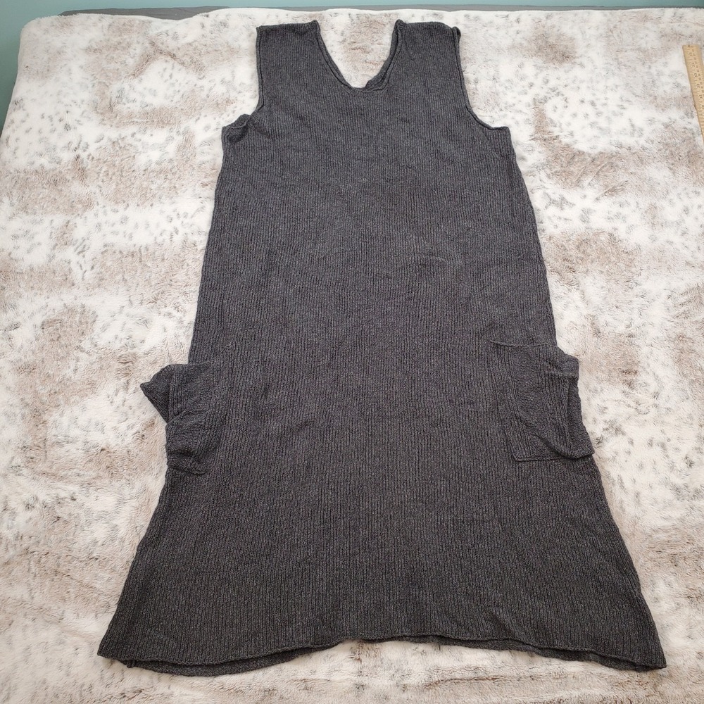 Flax by Angelheart Gray V-neck Sleeveless MIDI Sweater Dress Size Small‎